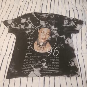Aaliyah t shirt Adults Large Black Bleach Spots Tie Dye Nice One In A Million Eu